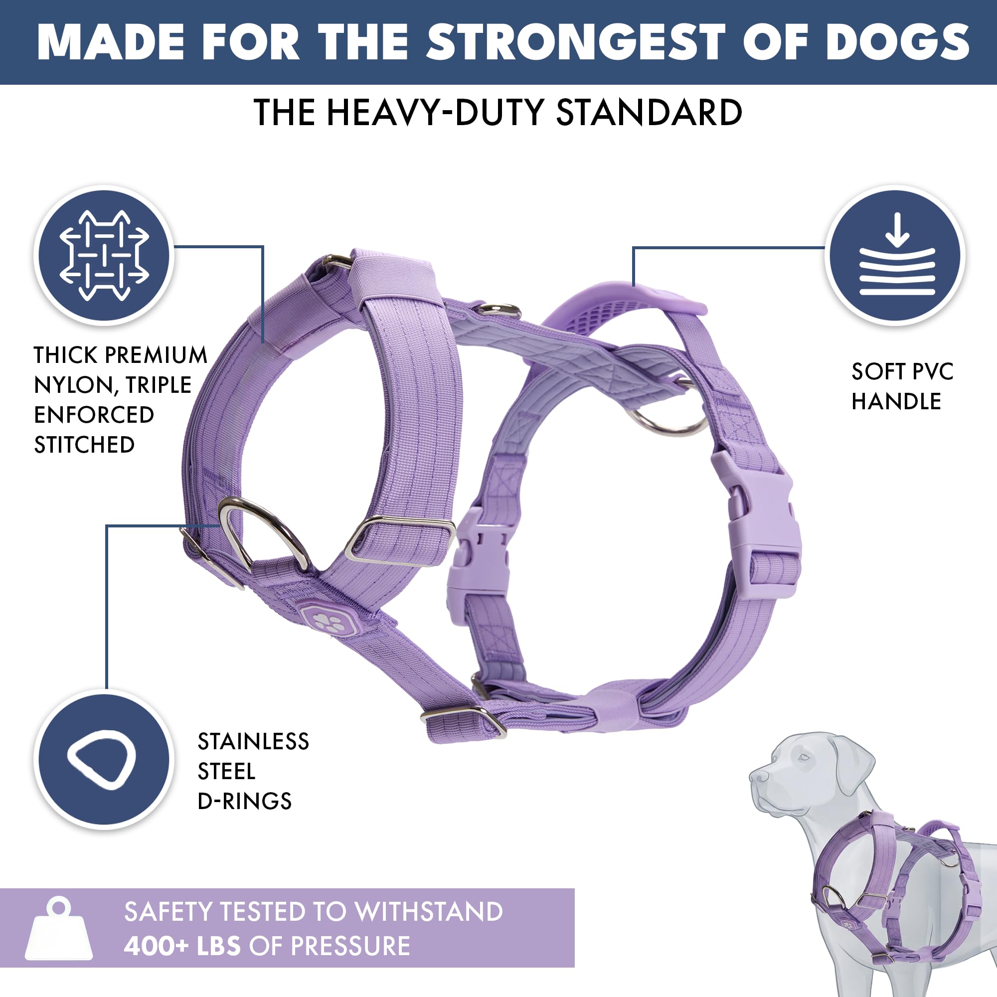 Harnais Spark Paws pour grand chien avec coutures renforcées et durabilité accrue.