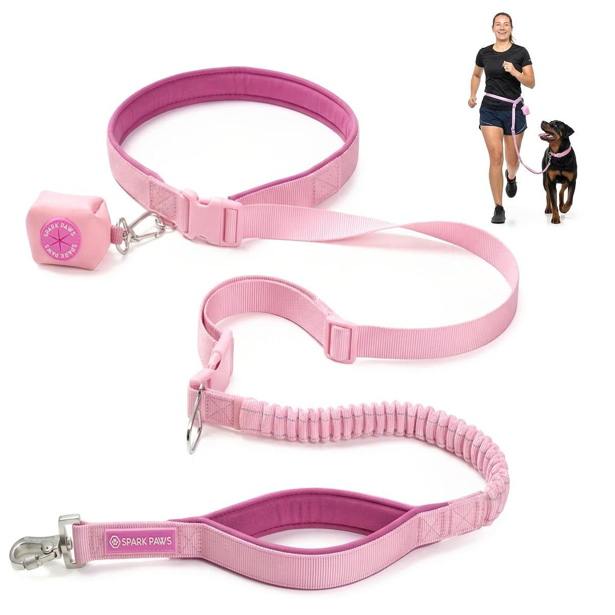 Spark Paws – Laisse sans mains autour de la taille pour le confort pendant la course.
