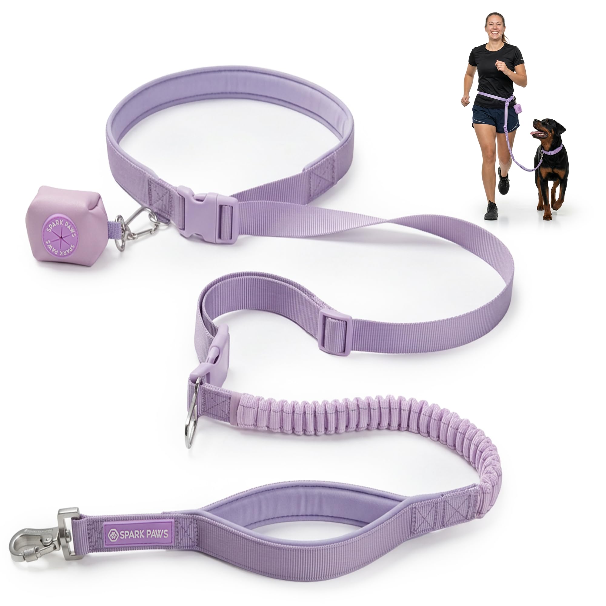 Spark Paws laisse sans mains autour de la taille, contrôle mains libres lors de votre course.