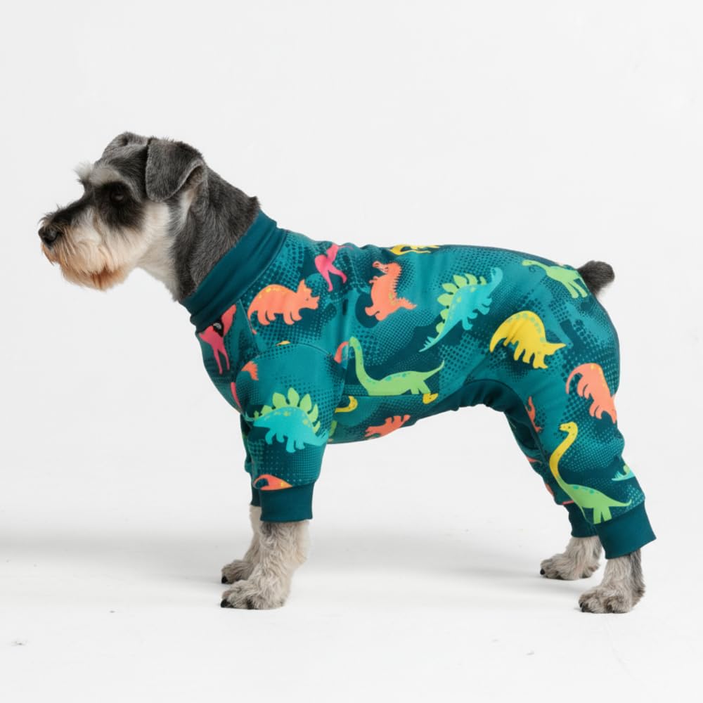 Pyjama Spark Paws pour chien, face montrant le confort doux et la coupe adaptés