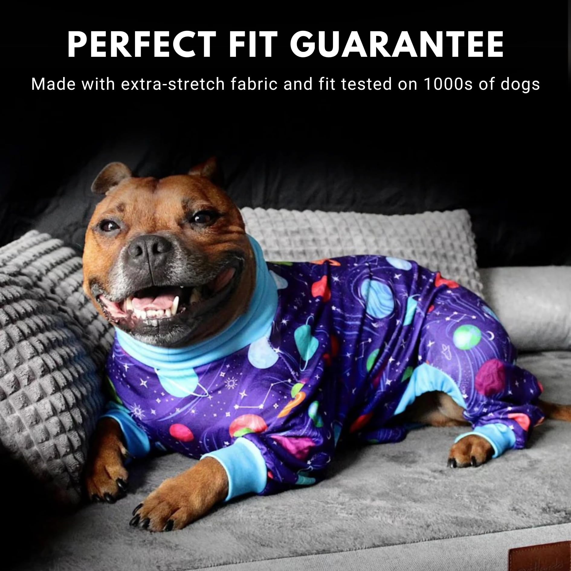 Spark Paws pyjama découpe arrière — accès toilette facilité pendant les pauses.