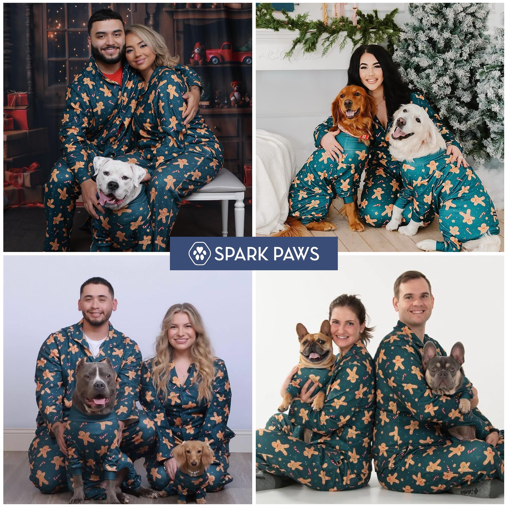 Spark Paws pyjama assorti homme et chien, ensemble festif Noël idéal pour photos.
