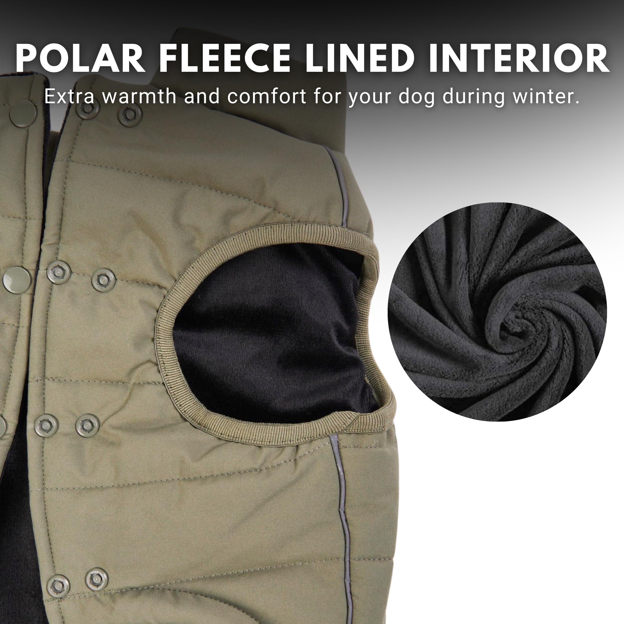 Spark Paws veste hivernale pour chien – bandes réfléchissantes pour sécurité nocturne.