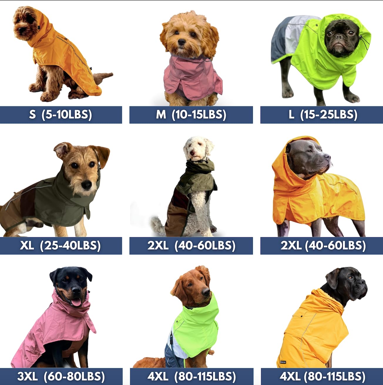 Spark Paws Veste Pluie Chien, bandes réfléchissantes pour sécurité nocturne.