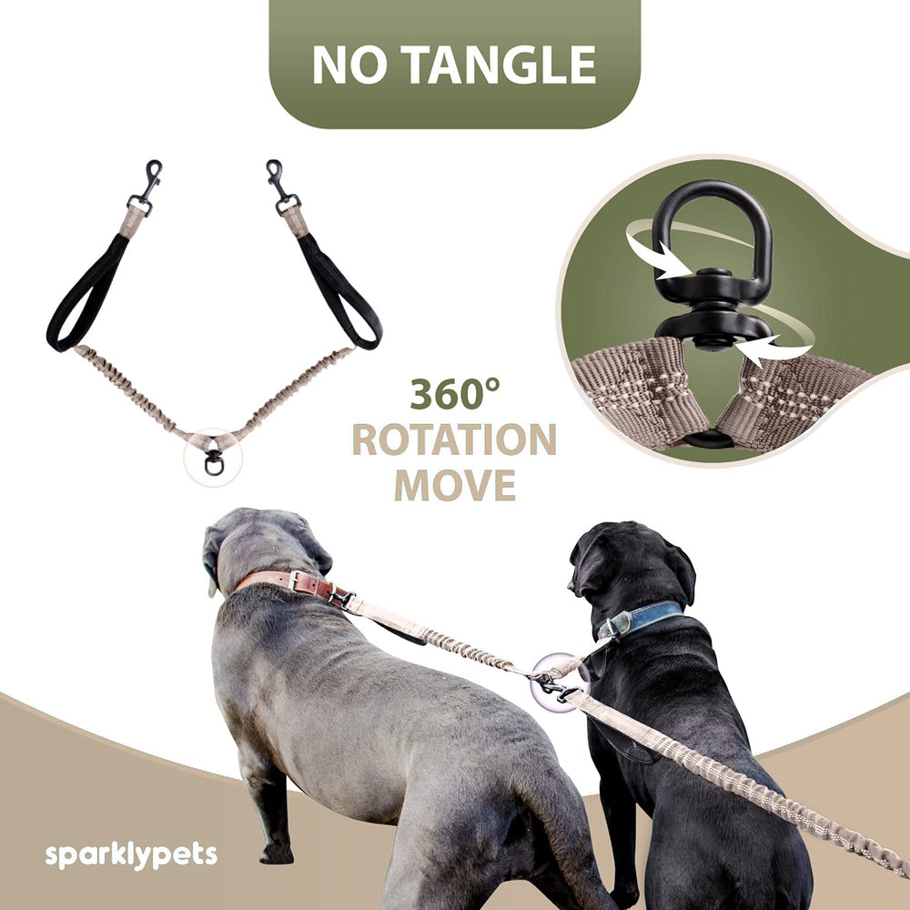 SparklyPets Laisse Double idéale pour deux chiens moyens et grands.