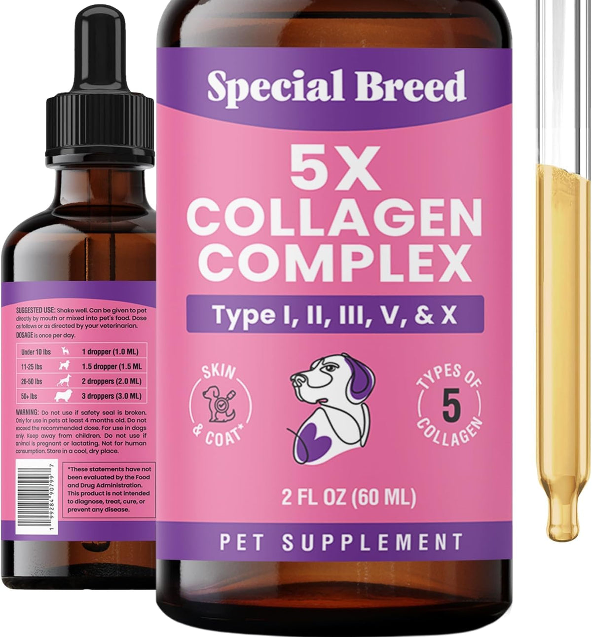 Special Breed Collagene chien: bouteille liquide, soutien mobilité et articulations.