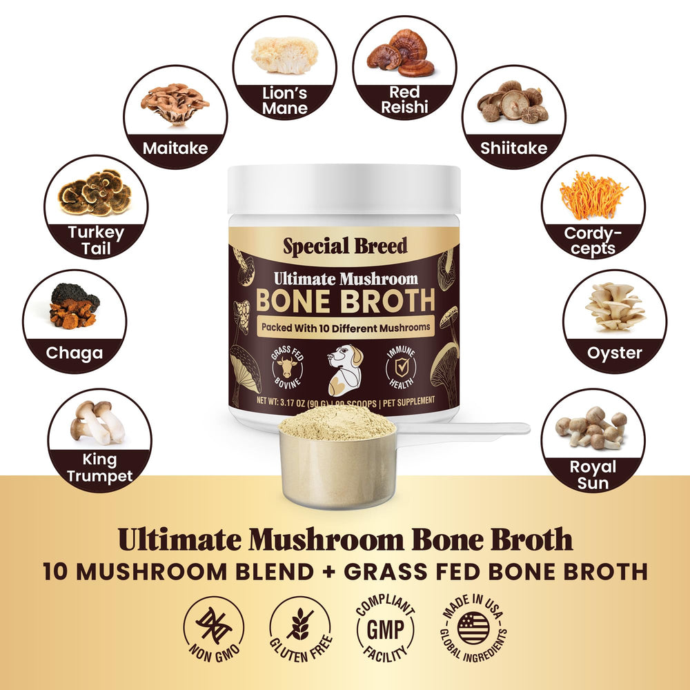 Special Breed dix-champignons-organiques: soutien immunitaire naturel pour plus de vitalité.