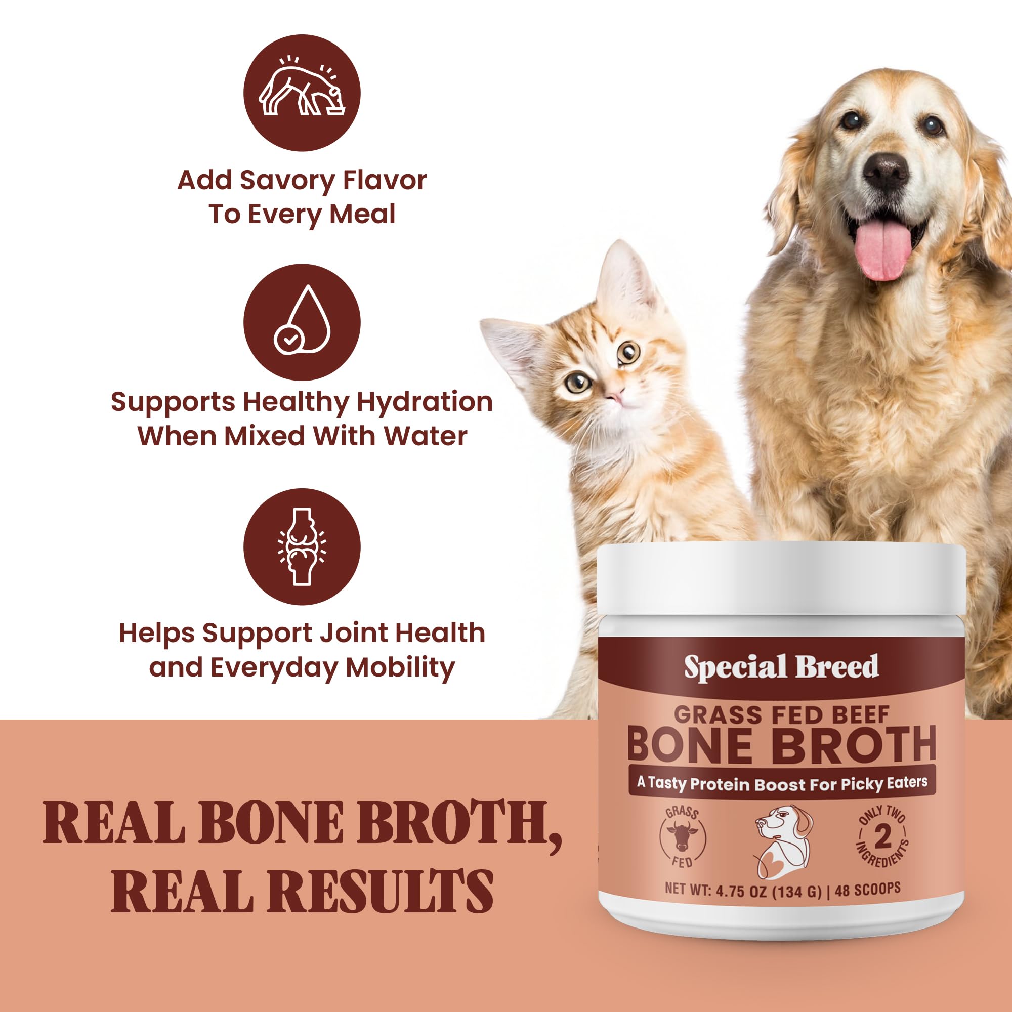 Special Breed doseuse poudre bouillon os boeuf, apport précis pour les portions.