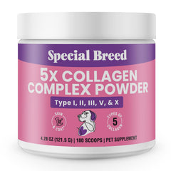 Special Breed poudre collagène chien pot, soutien peau et pelage.