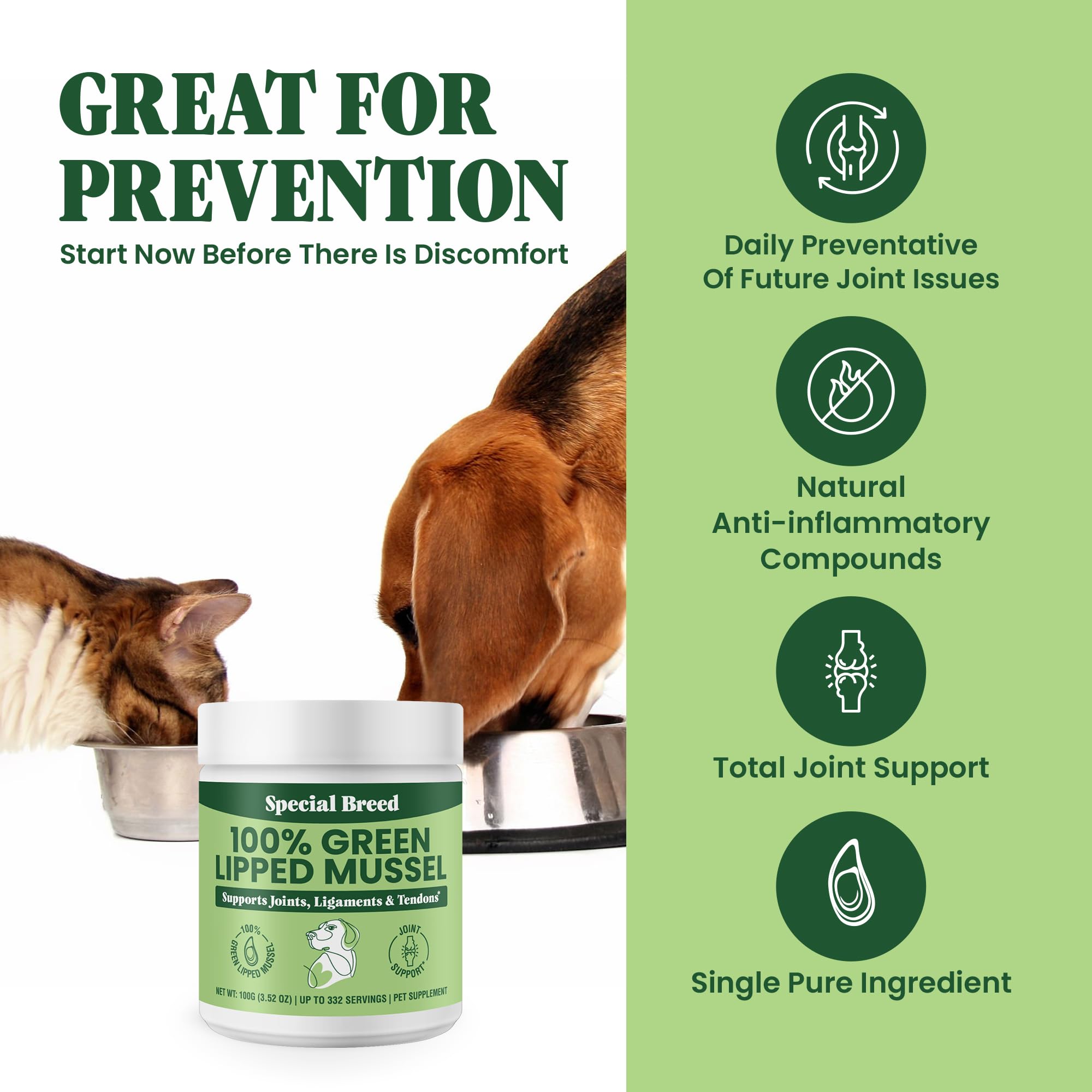 Special Breed mesurette incluse pour dosages précis et pratiques.