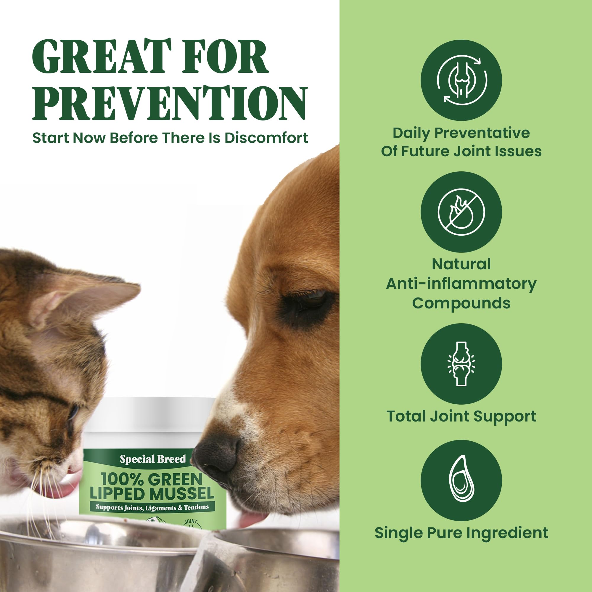 Special Breed pour chiens et chats, texture fine facilitant l'ajout à l'alimentation.
