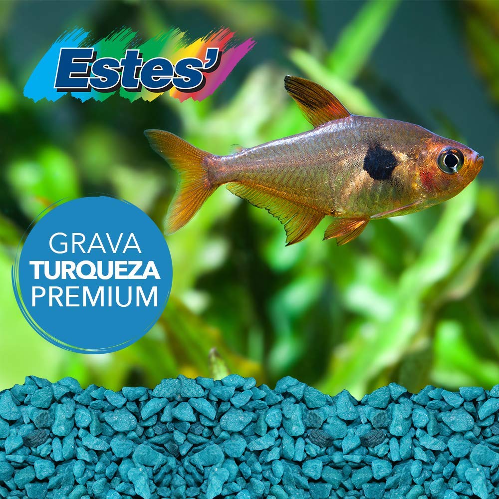Sac de gravier turquoise Spectrastone prêt à être ajouté à votre aquarium d'eau douce.