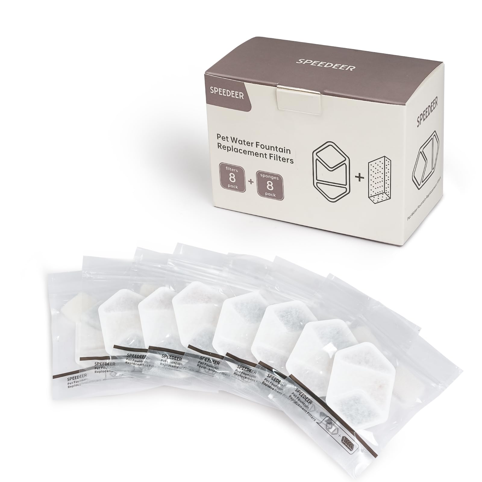 Speedeer filtre remplacement – paquet de 8 pour fontaine chat ZTI0506, eau plus claire