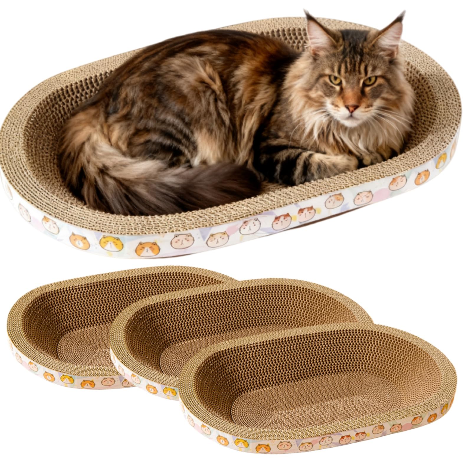 Spindro grattoir chat carton oval: confort pendant le griffage.