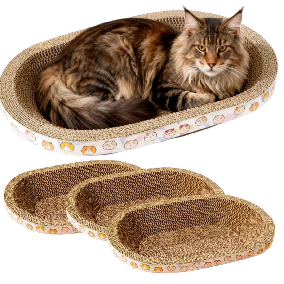 Spindro grattoir chat carton oval: confort pendant le griffage.