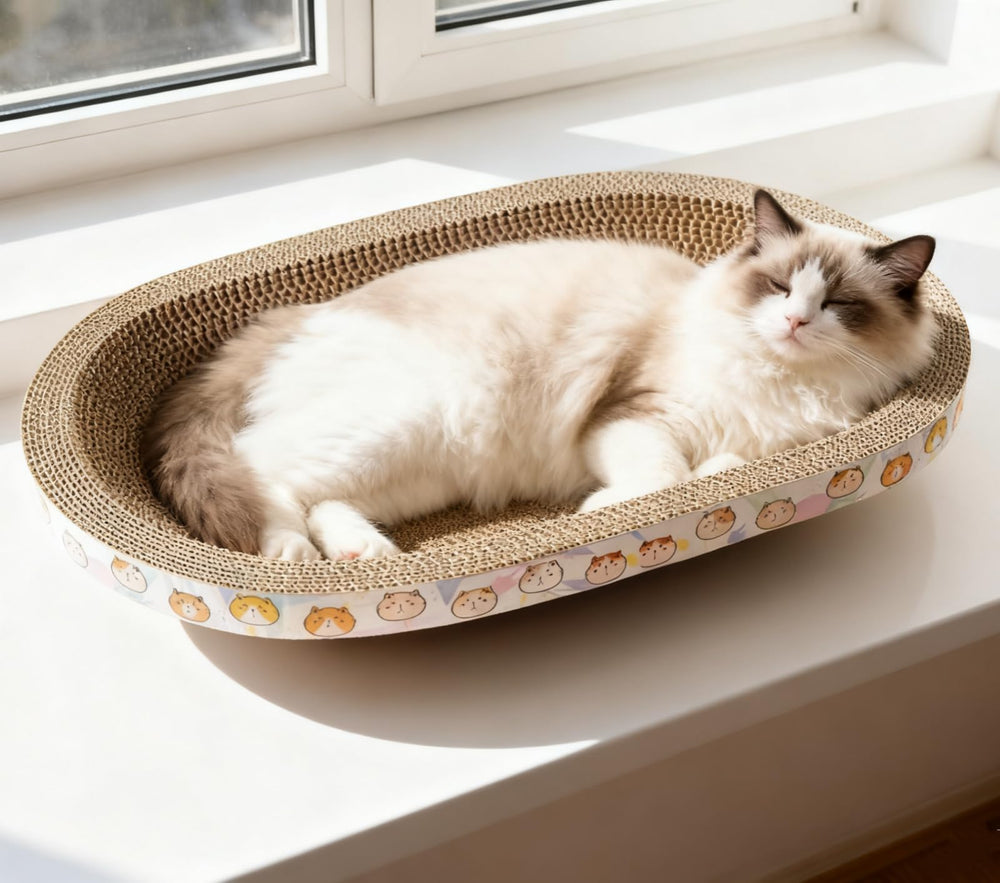Spindro utilisation quotidienne chat-carton: facile à placer sur canapé.
