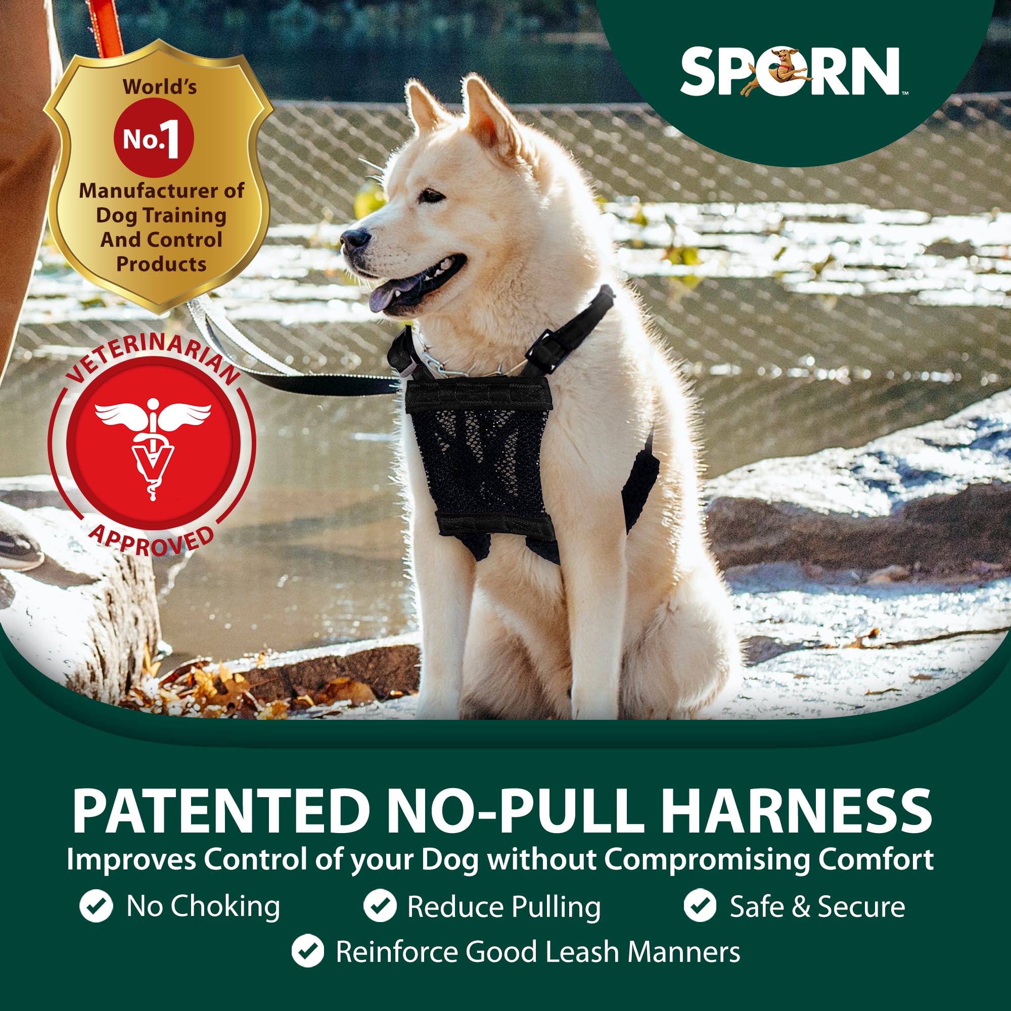 Harnais Sporn confort rembourré: maintien doux pour chien.