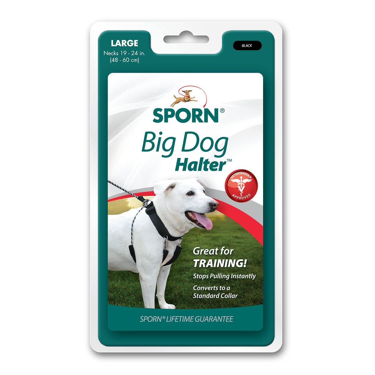 Harnais SPORN noir pour chien, taille large, contrôle anti-tirage lors des promenades