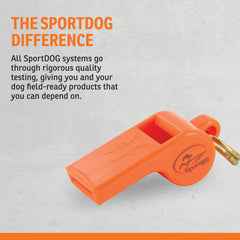 Sifflet SportDOG Roy Gonia avec couleurs haute visibilité pour repérage rapide.