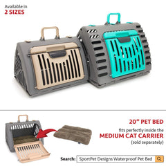 SportPet Designs coque-plastique-grise-et-beige-chat, sécurité renforcée pendant les trajets.