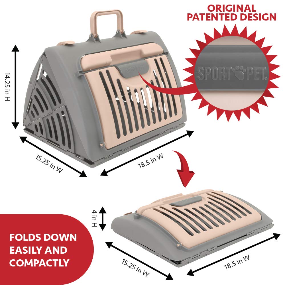 SportPet Designs poignee-lisse-et-solide-chat rend le transport plus confortable.