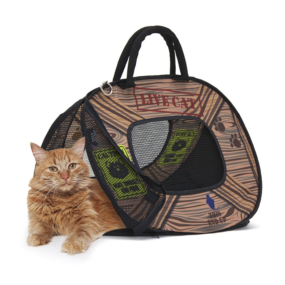 SportPet Designs transporteur chat doux Pattern 20 — Ouverture rapide pour chargement et rangement.