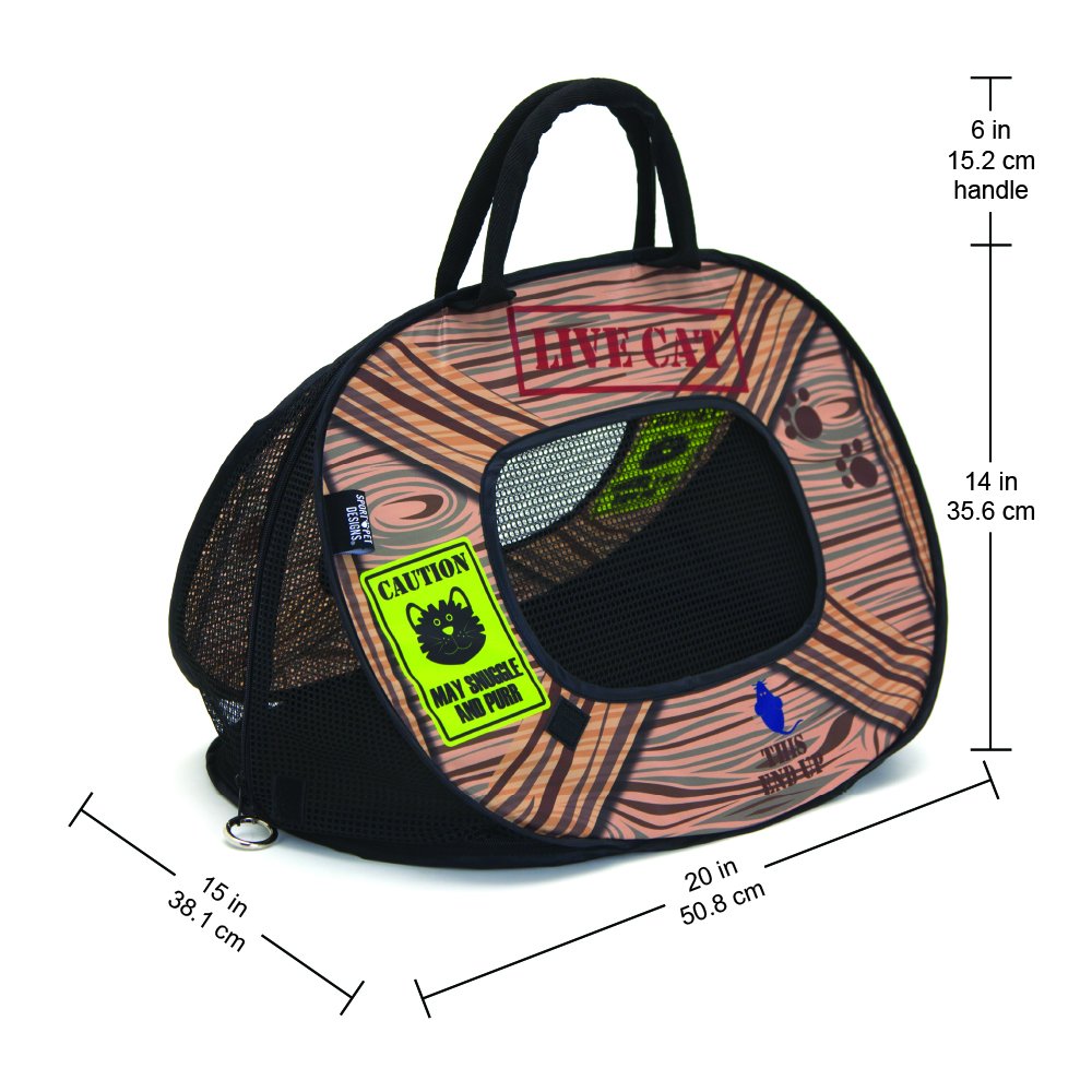 SportPet Designs transporteur chat doux Pattern 20 — Transport compact et rangement facile à la maison.