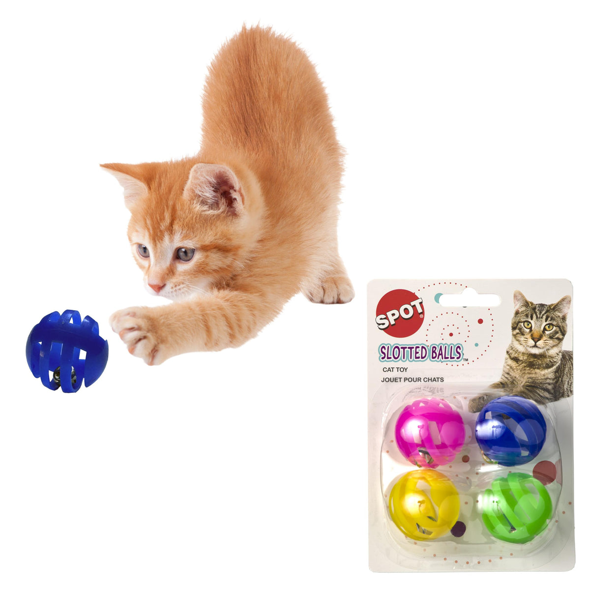 SPOT balle à fentes pour chat, stimulation et jeu