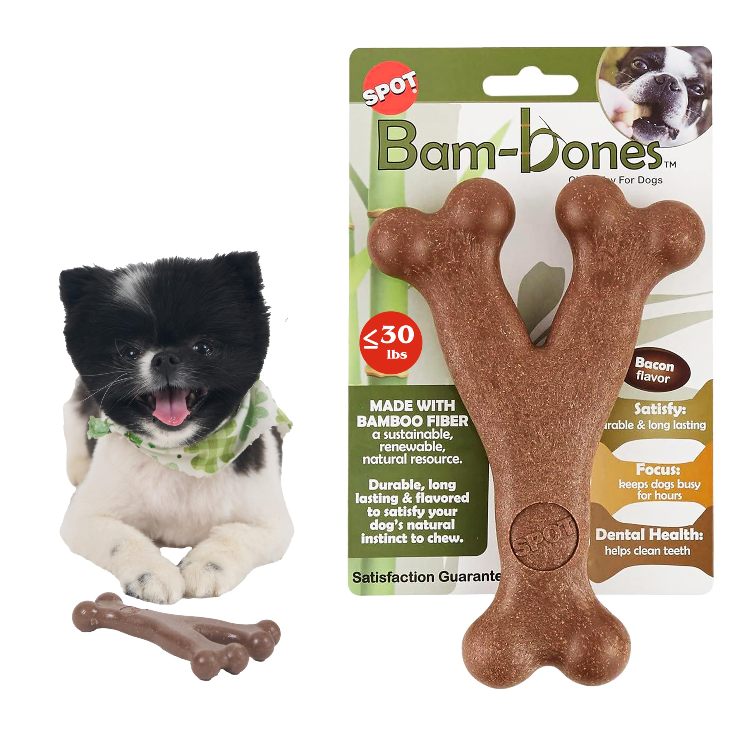 SPOT Bam-Bones en bambou, mordeur robuste pour chiens jusqu’à 30 lb.
