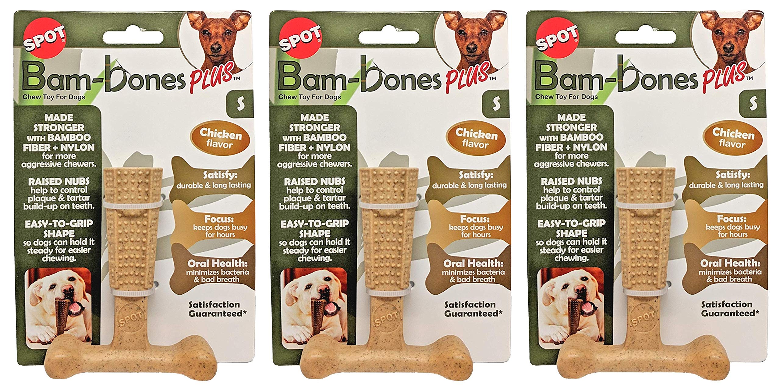 SPOT Bam-Bones Plus: pack triple-jouets-a-macher, durable pour chiens petits et jeux quotidiens.