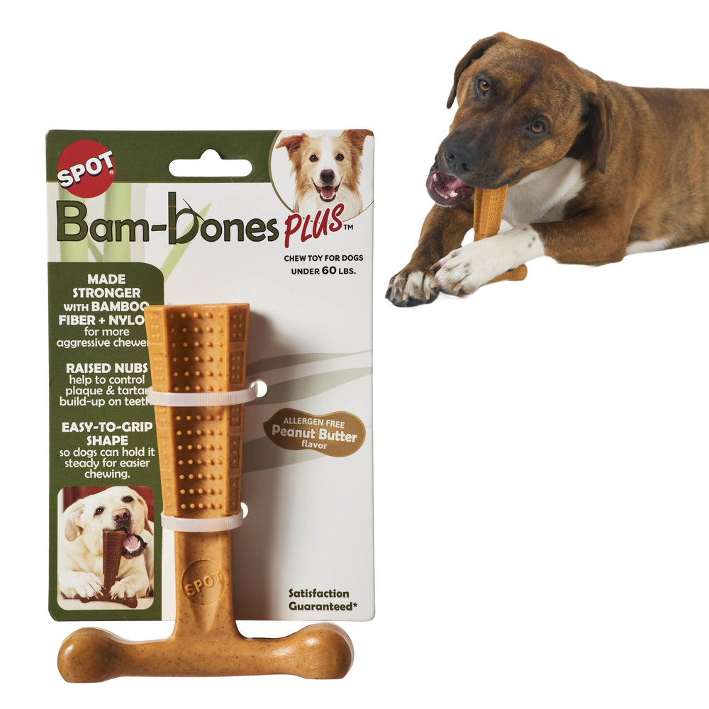 SPOT Bam-Bones Plus T-Bone de 6 pouces, facile à saisir pour chiens