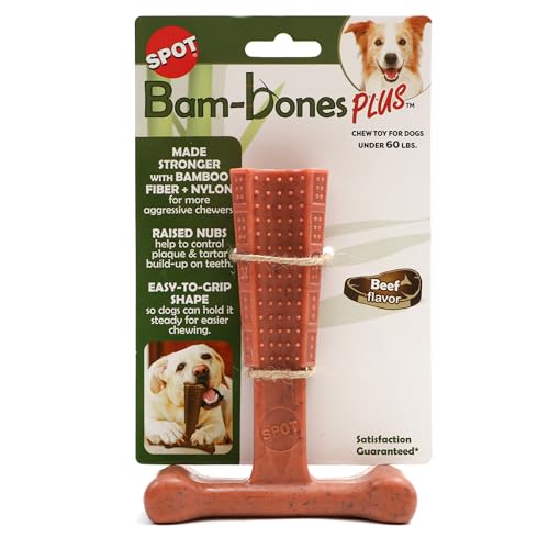 Spot Bam-Bones Plus T-Bone, texture durable et non éclatante, favorise la mastication prolongée.