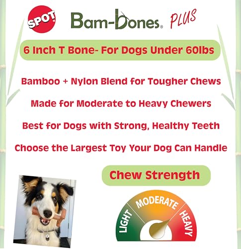 Spot Bam-Bones Plus T-Bone, goût boeuf appétent pour stimuler la mastication.