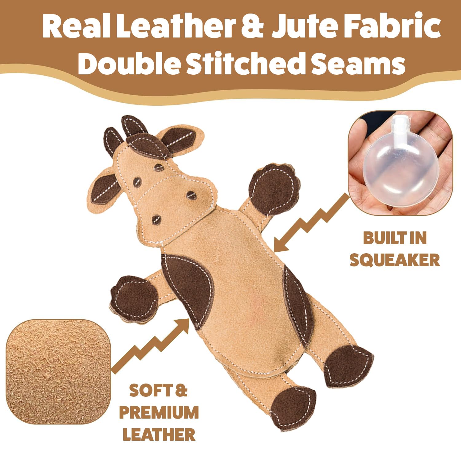 SPOT Dura-Fused Leather Barnyard Animal Sheep—cuir véritable et rembourrage doux pour chiens actifs