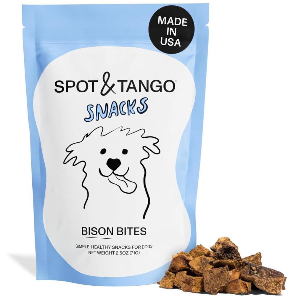 Spot & Tango Bison Bites emballage, récompense idéale pour l'entraînement.