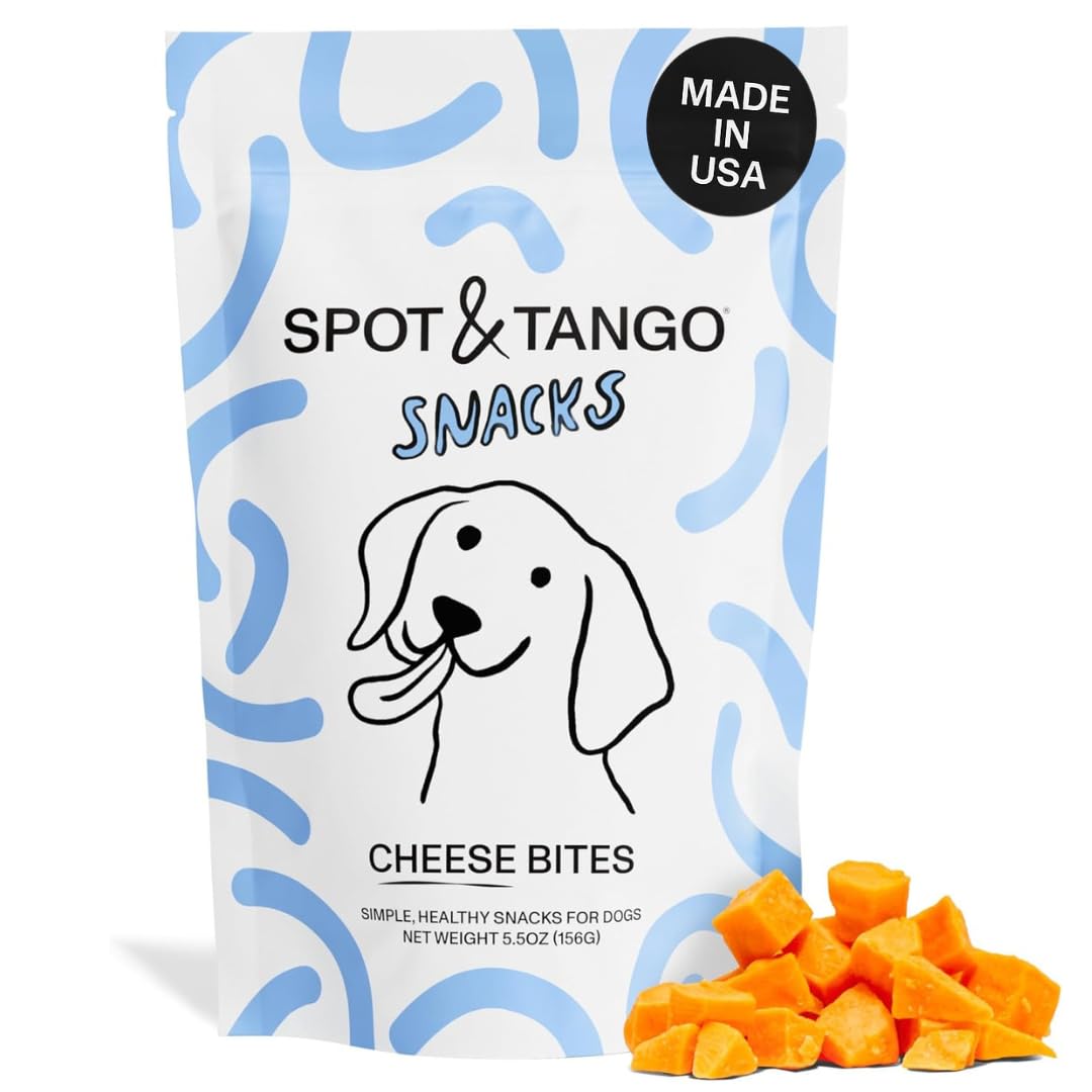 Spot et Tango bouchées fromage cheddar, friandise croustillante pour chien.