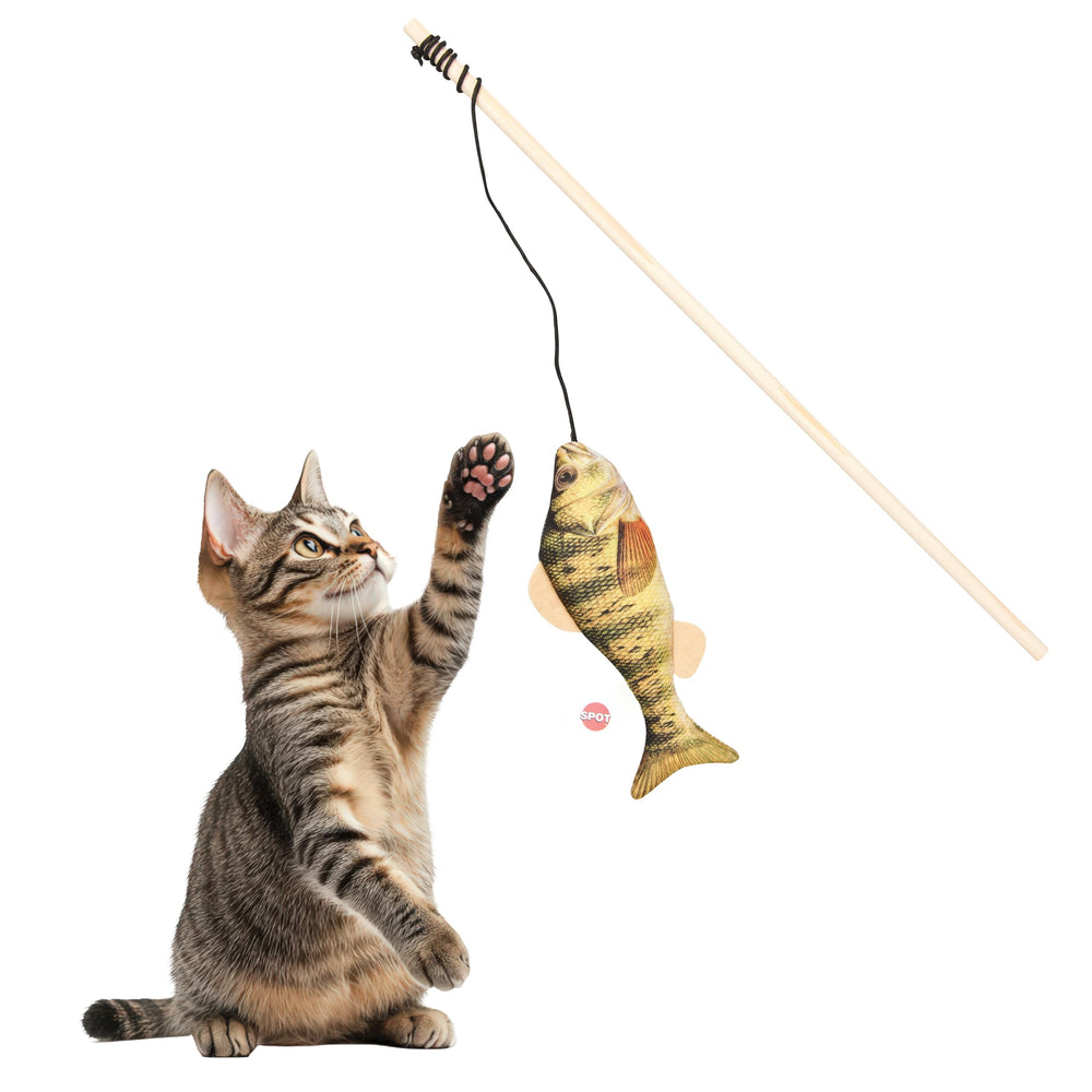 SPOT Fanatic poisson réaliste sur lance, stimule les poursuites du chat.