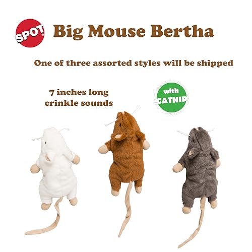 SPOT Souris Bertha avec herbe à chat pour stimulation naturelle.