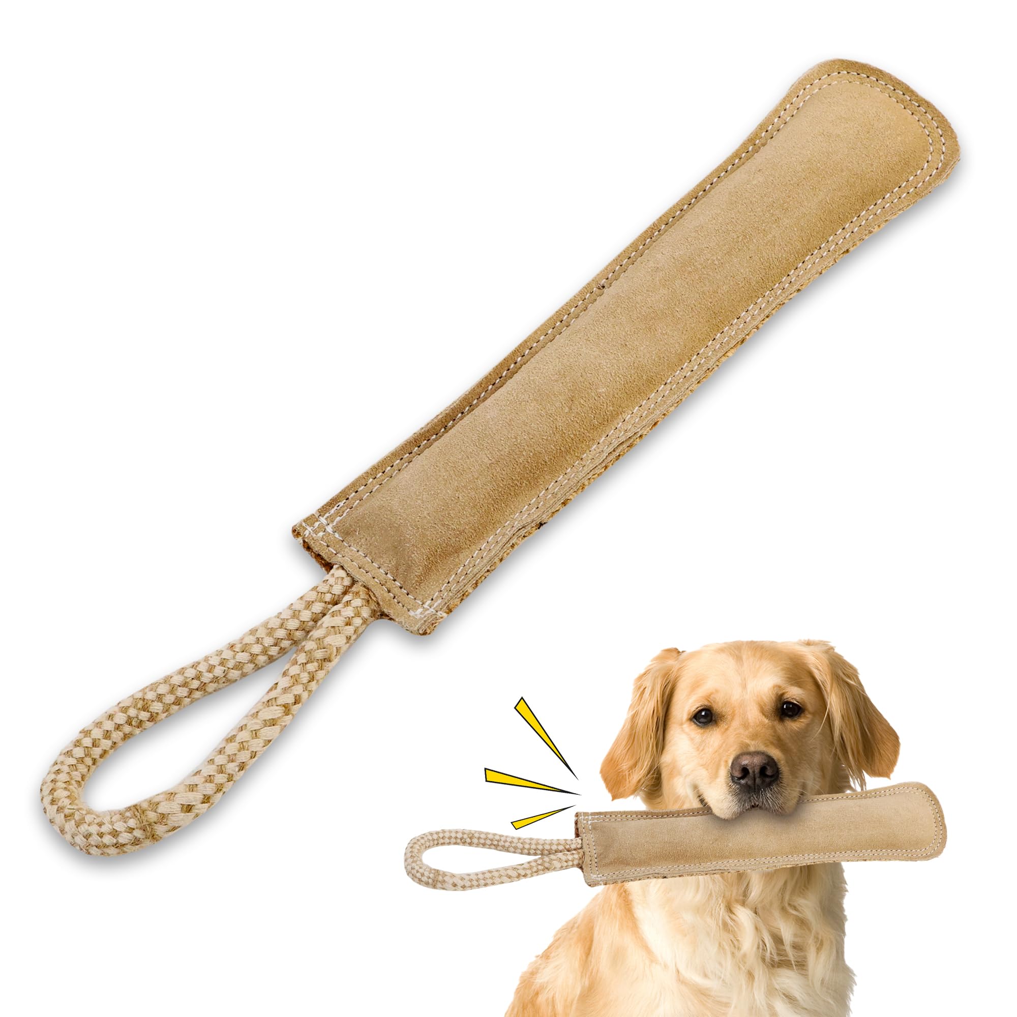 SPOT – texture cuir véritable du jouet chien, durable et agréable à mâcher.