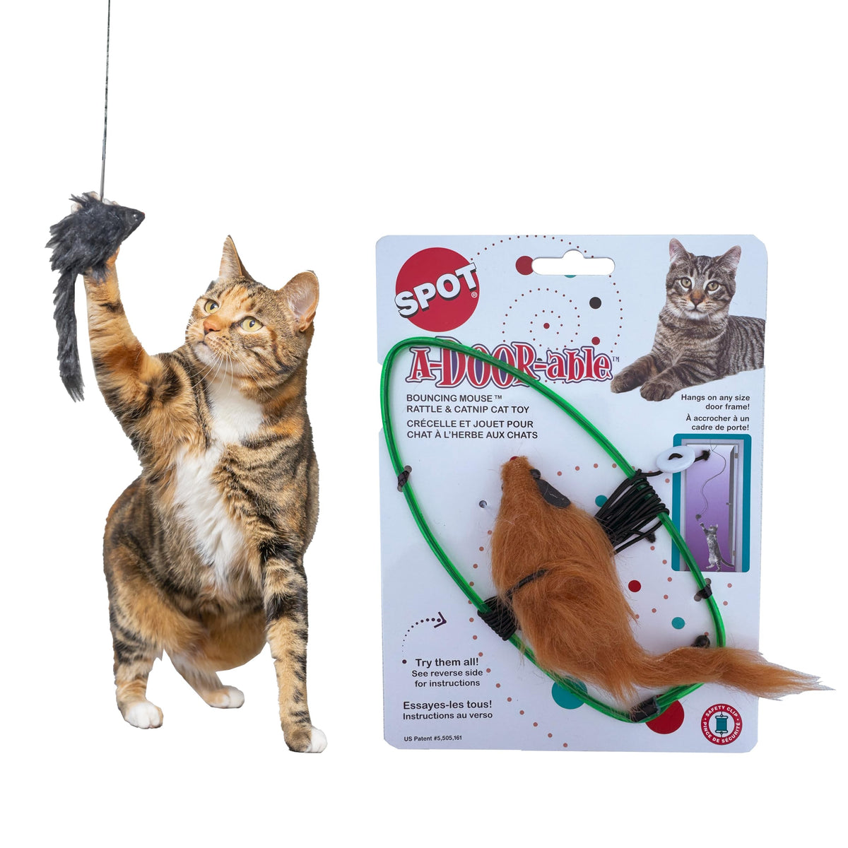SPOT souris bondissante attachée à la porte offre un jeu actif.