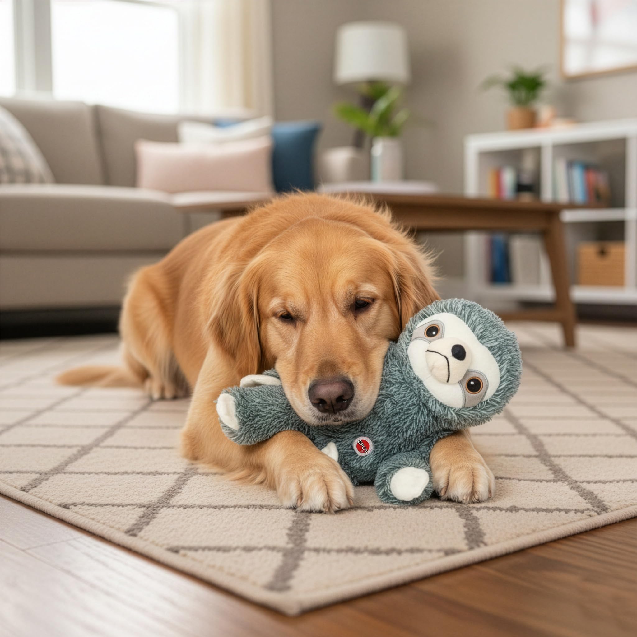 SPOT Fun Sloth doudou peluche, idéal pour séances nocturnes calmes.