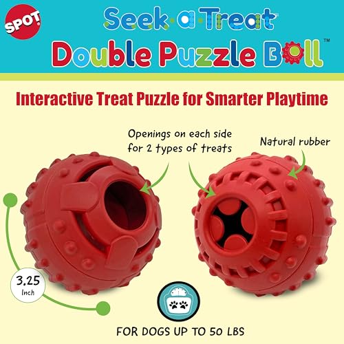 SPOT Seek-A-Treat Balle-Puzzle Double avec deux compartiments pour varier les friandises.