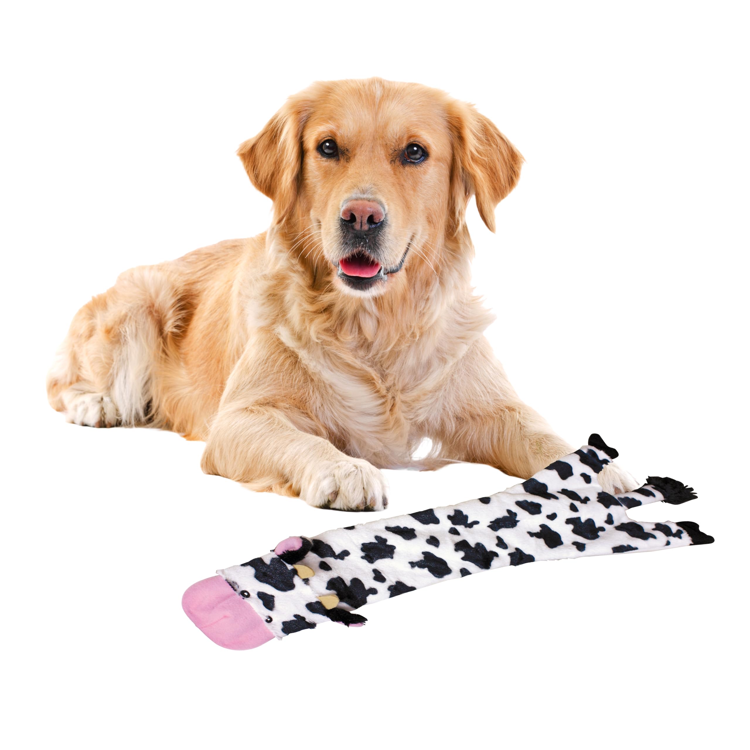 SPOT Skinneeez Crinklers Vache 23 po — vue avant, jouet durable sans bourrage pour chiens