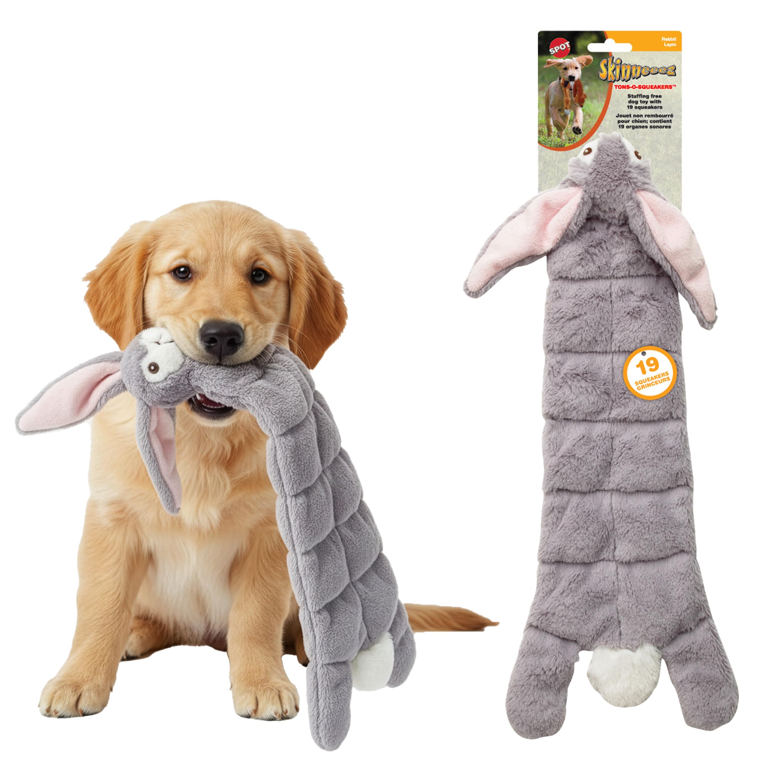 SPOT Skinneeez Lapin 20 pouces: jouet sans rembourrage idéal pour le jeu interactif.