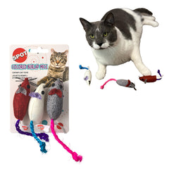 SPOT Souris en jute interactives rouge stimulant la chasse en intérieur.
