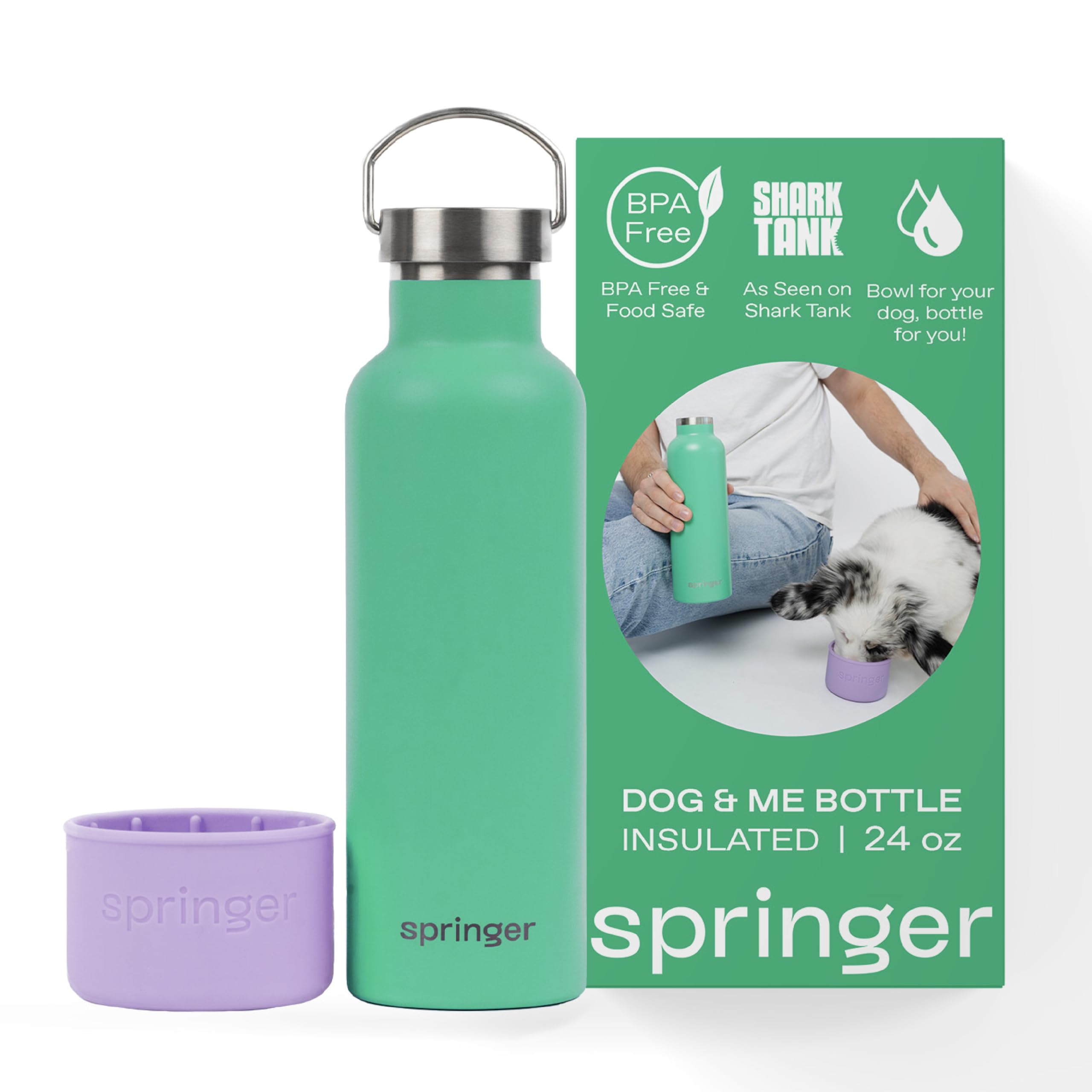 Springer : bouteille d'eau 24 oz isotherme, idéale pour les randonnées.