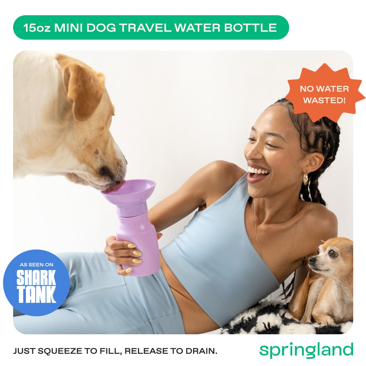 Springer bouteille eau chien bol integre: le bol se remplit facilement en marche.