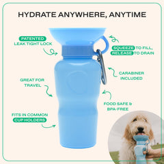 Versement simple sur la gourde Springer pour chien pour une hydratation rapide.