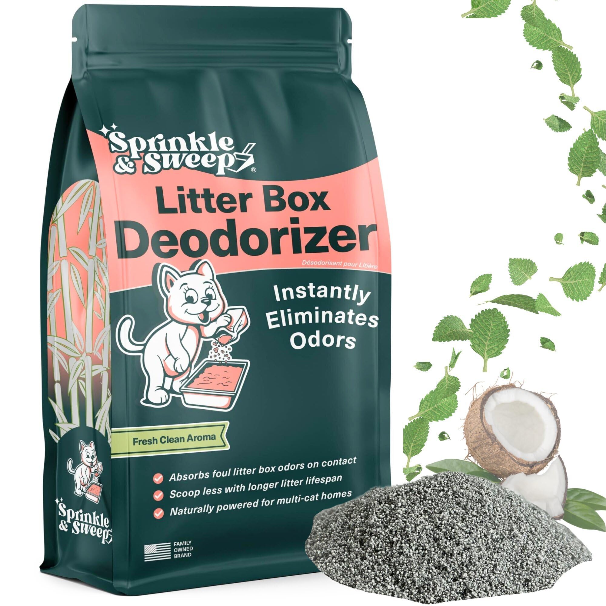Sprinkle & Sweep emballage pratique de 8oz pour une utilisation facile.