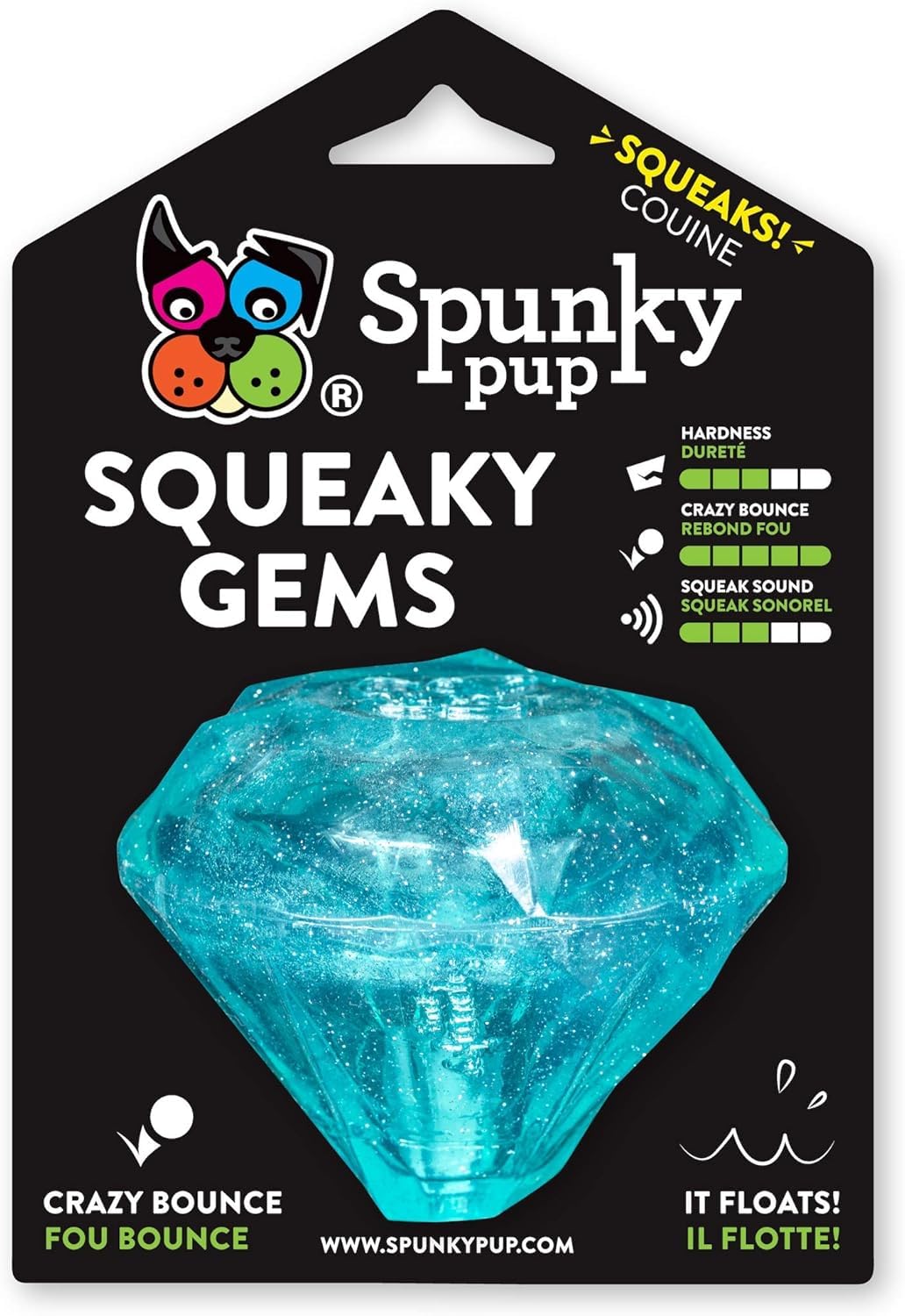 Spunky Pup Diamant Siffleur, rebond imprévisible pour des jeux énergiques.